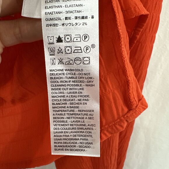 Levis Embry Tie Front Orange Top Womens Size M Boho Fall Lightweight Festival - Picture 9 of 10
